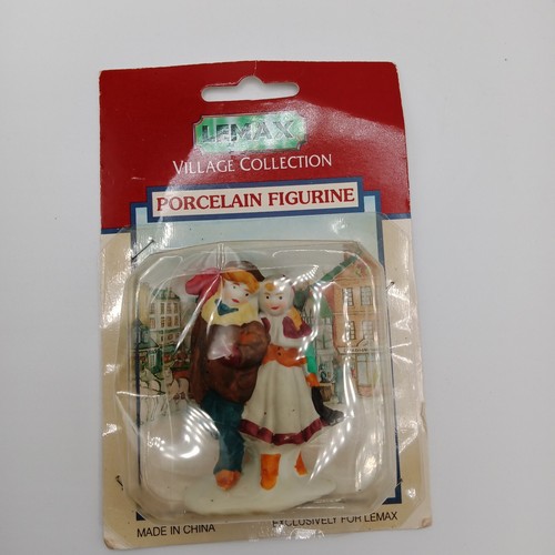 Estatuilla de porcelana vintage Lemax colección Walking Village niño y niña - Imagen 4 de 4