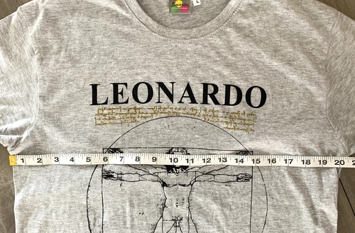 Camiseta De Colección Leonardo Da Vinci Vitruvio Hombre Arte Hecha en Italia Camiseta Suave Mediana - Imagen 3 de 5