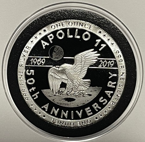 50th Anniversary Apollo 11 Series PROOF Coin 1 Troy Oz .999 Fine Silver Round - Picture 4 of 10