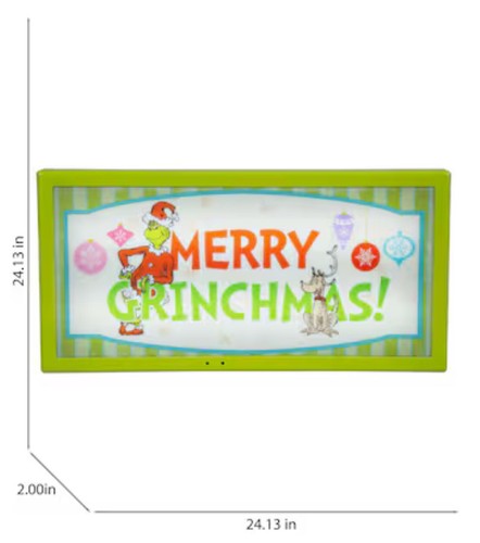 Grinch 12"x24" Merry Christmas The Grinch & Max Sign Decoration Lighted - Picture 3 of 4
