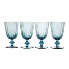 Scallop Glass Goblets Party Drinkware Water Glassware Set of 4 Cornflower Blue