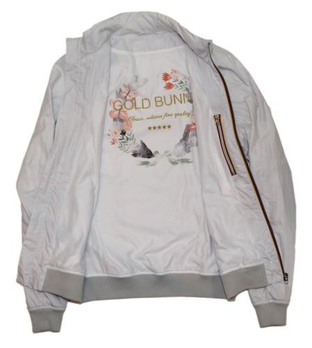 Gold Bunny Herren Hoodie leichte Moto Biker Jacke Italy grau Nadelstreifen Medium - Bild 2 von 9