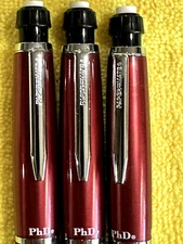 Paper Mate PhD Pencils(3) .5mm Rare Cherry Red & Chrome Trim, New, Exceptional!