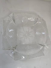 Vintage etched glass ashtray 8in. x 8in. floral design