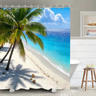 Beach coconut tree shells Shower Curtain Wooden Barn Door Rustic Shower-Curtain