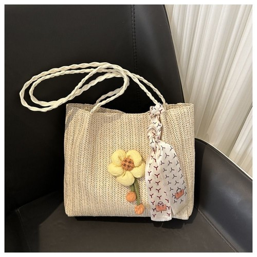 Fashion Straw Woven Bags Women Vacation Shoulder Bag 2024 Weave Bucket Bags - Picture 11 of 15