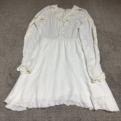 Free People Kleid Weiß Langarm Damen Größe XS