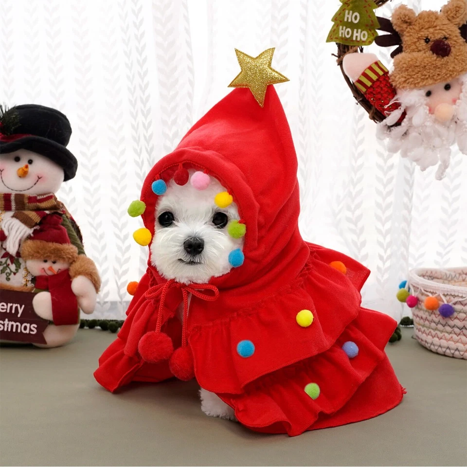 Navidad Mascota Capa Mantón Invierno Vacaciones Perro Gato Disfraz Capa Ropa Conjunto Foto 4 de 4
