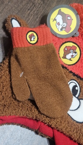 Buc-ee's Neu mit Etikett Kleinkind Strick Biber Ohrenklappe Beanie mit Handschuhen Einheitsgröße - Bild 4 von 4
