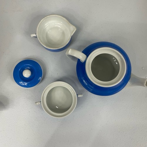 Schneider J&Co JLS Czech Blue Stacking Nest Teapot Vtg MCM Cream Sugar Tea Set - Picture 5 of 17