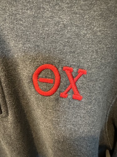 EUC Theta Chi Fraternity Sport Tek Grey 1/4 Zip Sweatshirt Embroidered Letters M - Picture 2 of 4