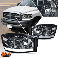 For 06-09 Dodge Ram 1500-3500 LED DRL Headlight/Lamp Smoked Housing Clear Corner