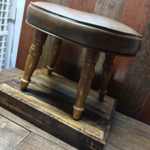 Vintage MCM hellbraun Vinyl Retro Fußhocker in Nierenform Art Deco 60er Jahre - Bild 24 von 24