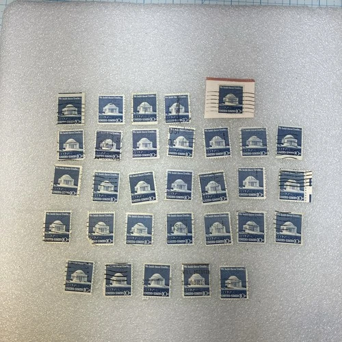 30 Vtg. USED/Cancelled USA Stamps 1973 10c Jefferson Memorial, Blue. Sc. 1510.