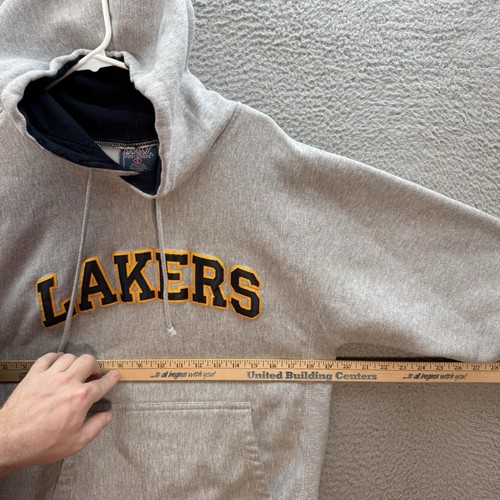 Los Angeles Lakers Sweatshirt Adult Small Gray Reverse Weave Hoodie Stitched Y2K - Picture 3 of 9