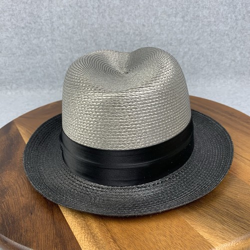 Nuevo Sombrero Dobbs Fifth Ave 2 Tonos Panamá Fedora Gris Negro Paja Trenzado Para Hombre 7 1/2 - Imagen 6 de 19