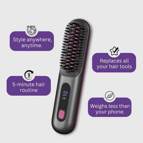 Numoya Portable Straightener Brush GoBrush PRO Rechargeable Mini Straightener - Picture 8 of 11