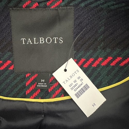 Talbots kariertes Cape Wollmischung M schwarz kariert Knebel-Frontreißverschluss altes Geld neu mit Etikett - Bild 6 von 8