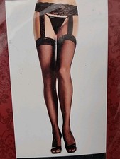 NWT Leg Avenue Lace Garterbelt Stockings Sheer Black 1767Q Plus Size