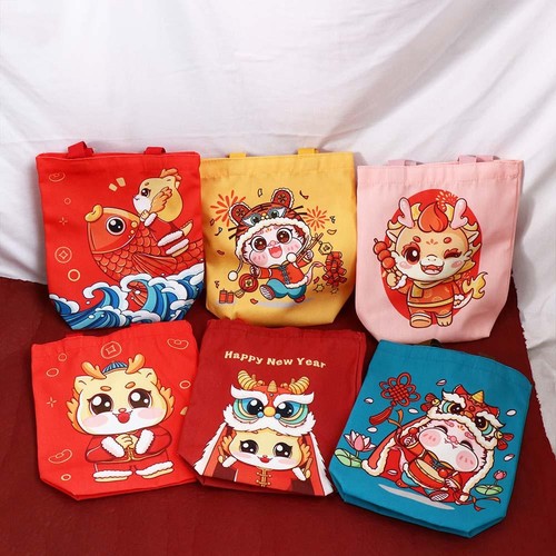 Animal Print Canvas Dragon Shoulder Bag Cartoon Dargon Tote Bag Outdoor