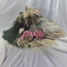 Feather Derby Hat Fascinator Peacock Ostrich Pheasant Roses Wide Brim Church