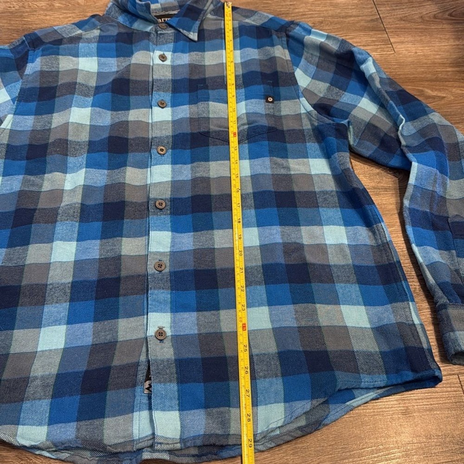 Marmot Performance Flannel Button Down Shirt Blue… - image 5