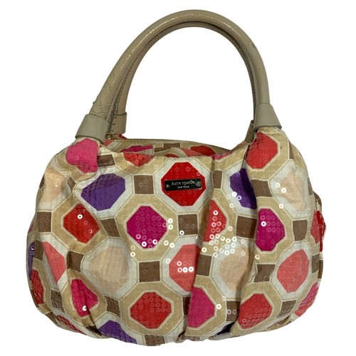 KATE SPADE Stevie Colorful Sequin Geometric Pleated Shoulder Bag FLAWS Project - Picture 1 of 17