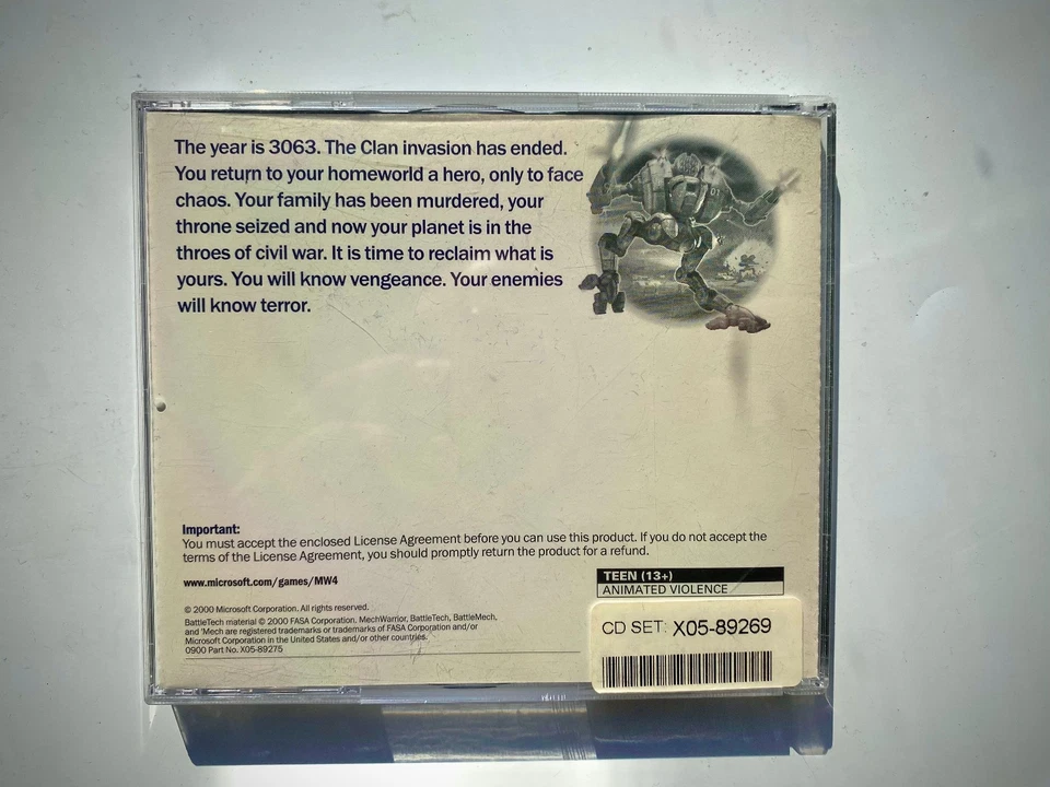 Mechwarrior 4 Vengeance (PC, 2-Disc Set, 2000) Microsoft TESTED WORKS Great - Image 2 of 3