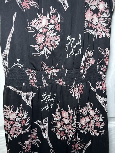 Karl Lagerfeld Damen ärmellos Schlüsselloch Paris Eiffelturm Kleid schwarz Größe 6 - Bild 7 von 11