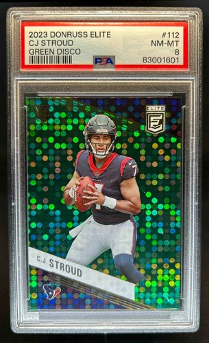 2023 Donruss Elite C.J. Stroud Green Disco Rookie RC #112 Texans PSA 8