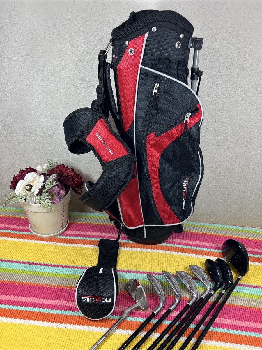 Rezults Hybrid 8 Piece Club Irons Red And Black Golf Bag Bundle