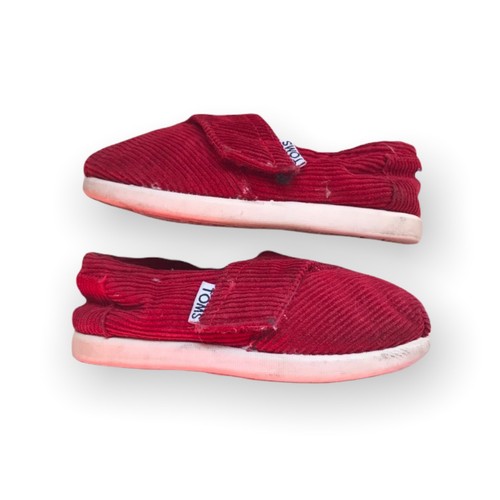 Toms Unisex Boys Girls Shoes Size 6 Red Corduroy Sherpa Slip Ons Tiny