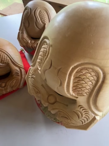 Japanese Wooden temple drum Temple block, Buddhist altar fittings Mokugyo Set - Video 1 von 1