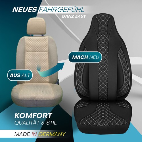 Fundas de asiento de autocaravana Pilot adecuadas para furgoneta XGO 700 (blanco y negro) - Imagen 6 de 11