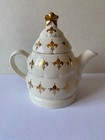Wade White Christmas Tree Shaped Ceramic Teapot with Gold Fleur de Lis
