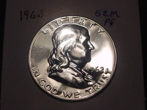 1962 FRANKLIN HALF GEM PROOF WHITE COLOR NICE LUSTER POPULAR BETTER DATE