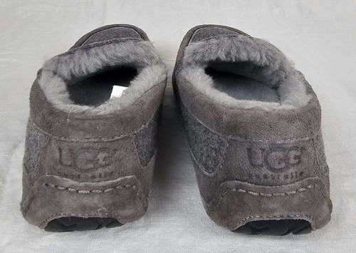 UGG Australia Mens Size 9 Ascot Slippers Gray Wool Blend Lined Comfort Warm Cozy - Picture 4 of 8
