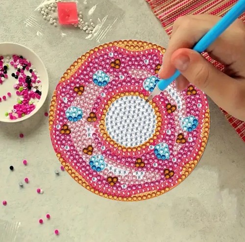 8 Stck./Set Zum Selbermachen Diamond Painting Kristall Heim Untersetzer Donut Runde Isolierung Pad - Bild 3 von 6