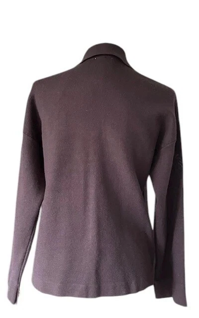 Elie Tahari 女式纽扣开衫毛衣夹克黑色刺绣中号 — 第 2/3 张图片