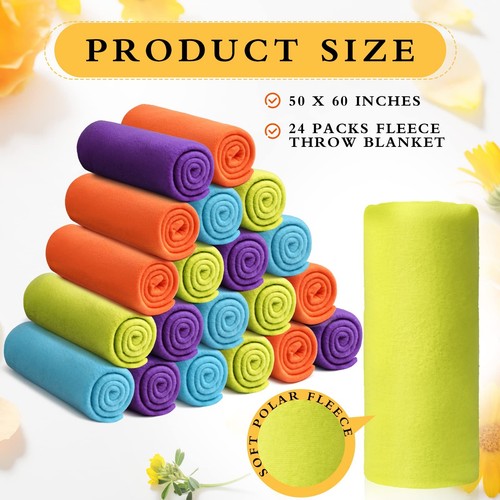 24 Packs Fleece Throw Blanket Soft Warm Lightweight Fleece Blanket Cozy Throw... - Picture 2 of 6