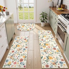 Kitchen Rugs Non Slip Washable, Boho Farmhouse Kitchen Rugs Sets of 3, Half C...