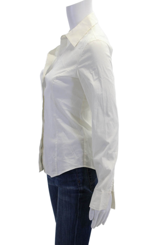Theory Womens Button Front Long Sleeve Collared Shirt White Size Petite - Picture 2 of 4