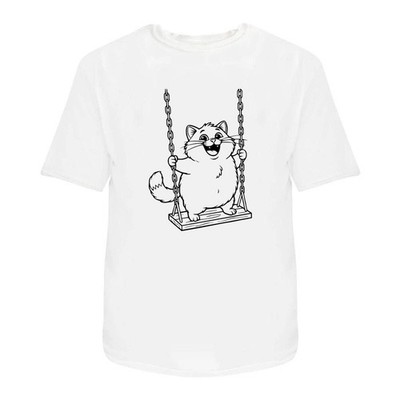 'Happy Cat Playing On Swing' Unisex T-Shirt -  100% Cotton (S-XXL) (TA065810)