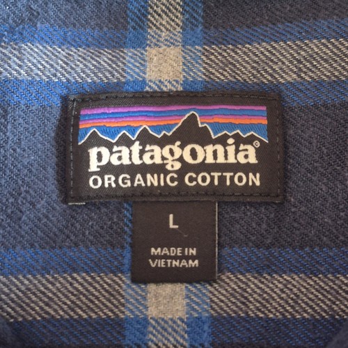 Patagonia Shirt Mens Large Blue Plaid Organic Cotton Button Down Flannel Casual - Picture 3 of 11