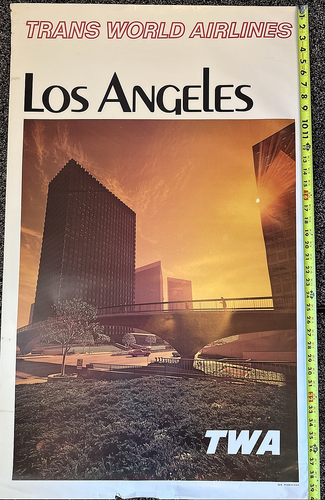 TWA Trans World Airlines Poster Los Angeles Vintage USA Century Plaza Towers LA