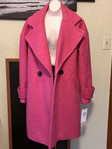 ๐ NWT Kensie Women's Long Coat Size S Color Hot Pink Or Fuchsia - Picture 2 of 13