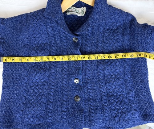 Aran Crafts 100% Merino Wool Short Cardigan L – High-Quality Royal Blue  - Picture 6 of 10