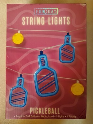 FUN DAY 5 LED Pickleball String Lights Battery Operated ~ New in Box