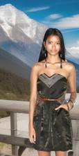 Ecote Dress S Urban Outfitters Metallic Embroidered Pockets Strapless Sundress