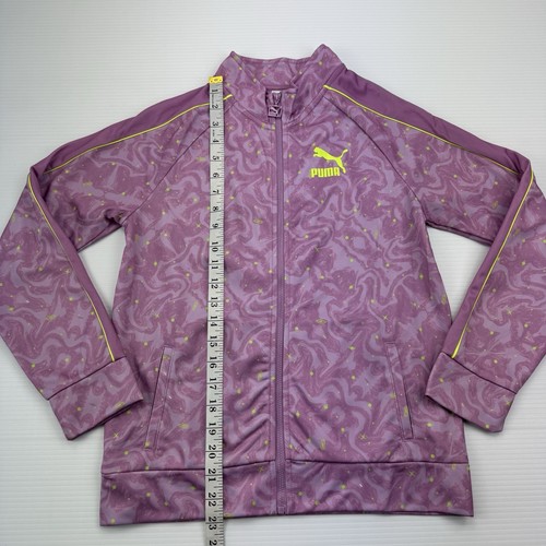 Puma Girls Full Zip Purple Track Jacket Activewear Size XL 16 Glow In The Dark - Picture 8 of 10